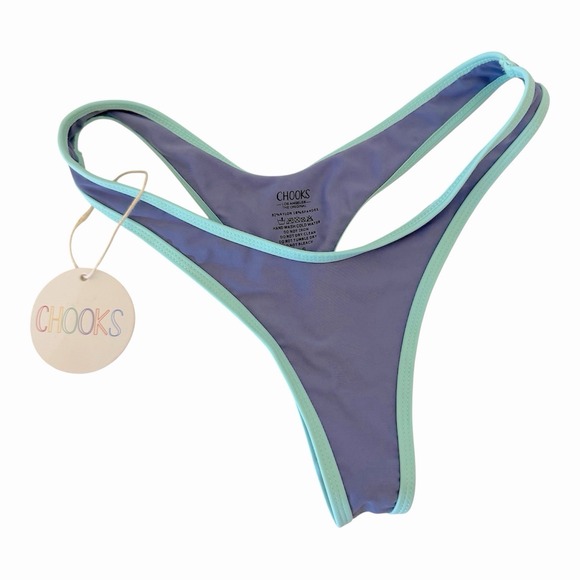 Boutine LA Other - Boutine Women's Chooks Chic 80's Swimming Bottoms Thong Blue Small NWT